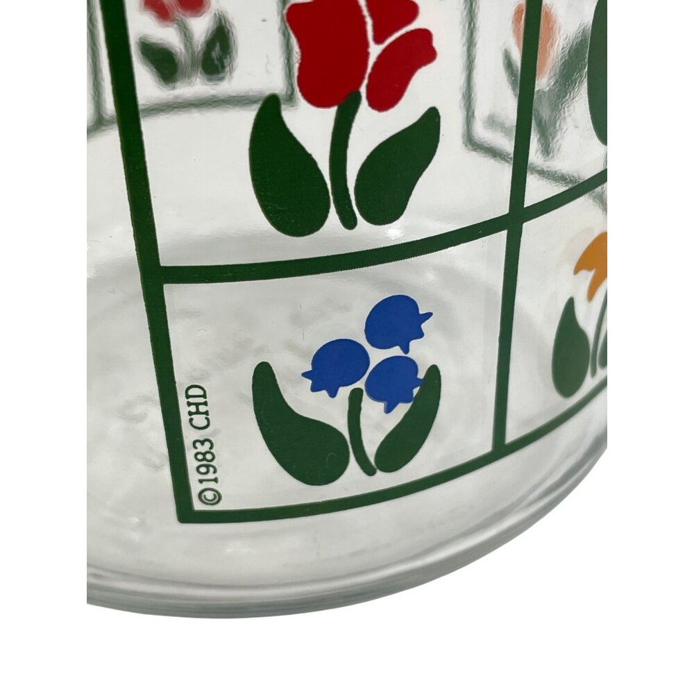 1983 Anchor Hocking Nina Glass Canister w/Colorful Tulips & Glass Lid - Picture 4 of 10